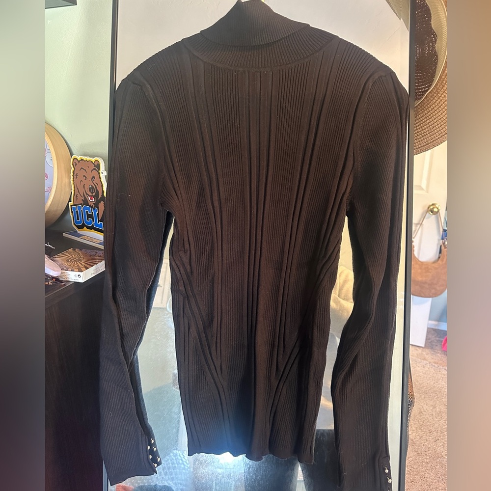 NWT White House Black Market Ribbed Black Turtleneck Sweater - Picture 2 of 10